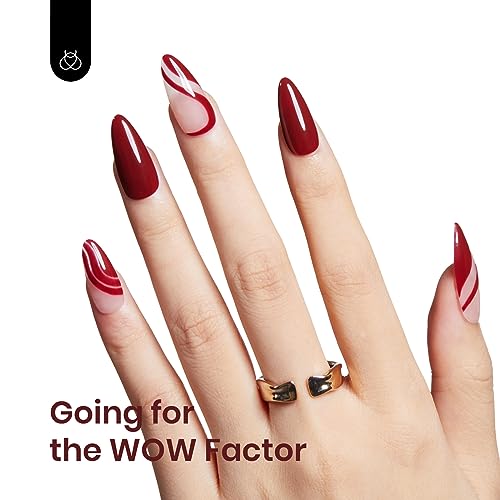 Image of Beetles Red Gel Polish, Burgundy Red Color Gel Nail Polish Soak Off UV Lamp Wine Red Nail Polish, Home Salon DIY Design Fall Nails Art 15ml