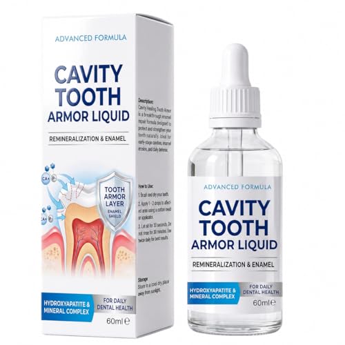 Cavity Healing Tooth Armor Liquid 2.1fl oz Nano Hydroxyapatite with Remineralization Drops at-Home Tooth Enamel Strengthening Support Gum Health