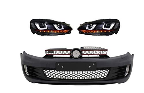 Kitt cofbvwg6gtiur rejilla central parachoques delantero luces antiniebla faros delanteros LED que fluye Turning luz rojo rayas