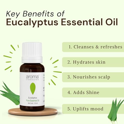 Image of Aroma Treasures Eucalyptus Essential Oil | 100% Pure & Natural Theraputic Essential oil for healthy Skin, body, Aromatherapy - 10ml