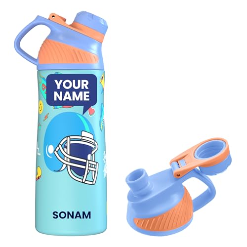Image of Rabitat ZYLO Personalized 550ml Kids Water Bottle for School | 2-Year Brand Warranty | Magnetic Flip Cap, Leakproof | Triple Insulated Stainless Steel Thermosteel Flask | 24 Hrs Hot & Cold | Mad Eye