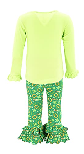 Image of Unique Baby 2 Piece Girls Double Ruffle Leggings and Long Sleeve Shirt Clothes Set Kid and Toddler Girl Outfit