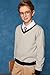 eton kidd Unisex V Neck Pullover Sweater with Stripe Trim Cotton Windproof Cuffs Gray