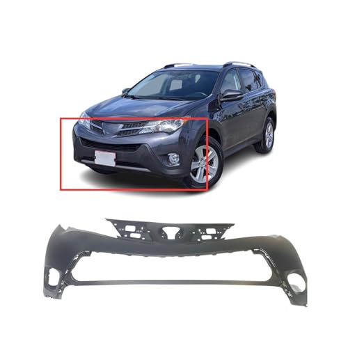 Image of FitParts Compatible with Toyota RAV4 2013-2015 Front Upper Bumper Cover | Primed, Without Parking Sensor Holes, Ready to Paint, OEM 521190R911, TO1014101