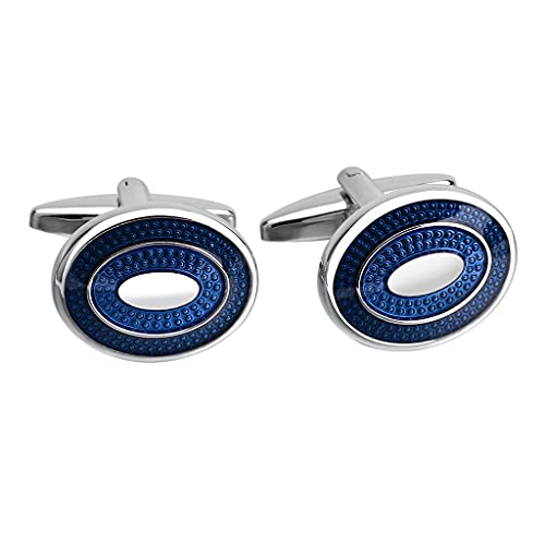 Savoyshi Classic Stainless Steel Bussiness Cufflinks For Mens French Shirt Cuffs Oval Blue Enamel Cuff Buttons Wedding Gift #TOP1