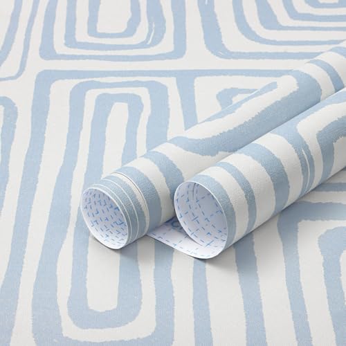 GloryTik Peel and Stick Wallpaper Blue and White Contact Paper Modern Geometric Self-Adhesive Removable Waterproof Wall Paper for Bedroom Bathroom Cabinets Kids Room Vinyl Roll 16.14'x118'