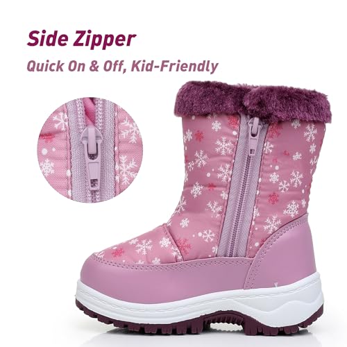 Felabo Kids Snow Boots for Boys Girls Water Resistant Insulated Winter Boots with Warm Fur Lining Slip Resistant Outdoor Shoes (Toddler/Little Kid)3