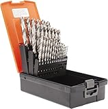 Hertel 29-Piece Drill Bit Set, High Speed Steel, 1/16-1/2 Inch, Bright Uncoated Finish, Straight Shank, 118° Point, Jobber Length
