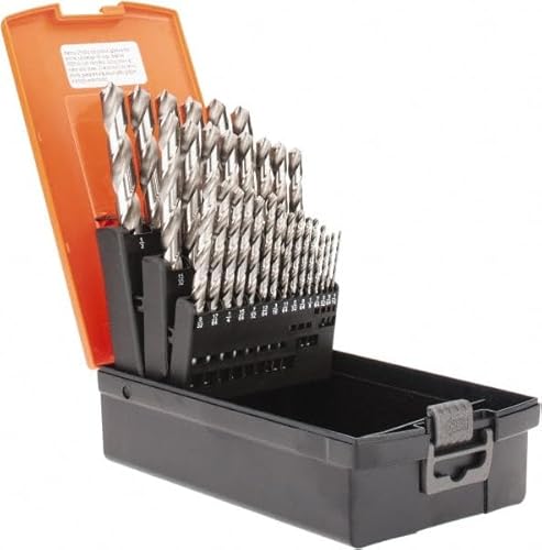 Hertel 29-Piece Drill Bit Set, High Speed Steel, 1/16-1/2 Inch, Bright Uncoated Finish, Straight Shank, 118° Point, Jobber Length
