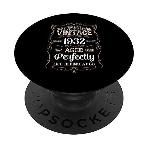 Camiseta de cumpleaños 90 1932 Man Myth Legend 90 Cumpleaños PopSockets PopGrip Intercambiable
