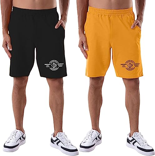 Image of London Hills Shorts Pant for Men Cotton Blend with Side Pockets | Shorts for Men | Half Pant for Man | Shorts' for Mens Stylish | Gym Short's for Man Workout | Boxer Shor'ts for Man's | Green, Navy