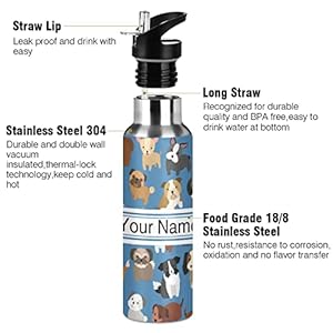 ZOEO-Custom-Water-Bottle-with-Straw-Puppy-Dog-Blue-Lid-Thermos-Kids-Insulated-Stainless-Steel-Water-Flask-Sports-20-Oz-Hot-Cold - Cucciolini Doodles   ZOEO-Custom-Water-Bottle-with-Straw-Puppy-Dog-Blue-Lid-Thermos-Kids-Insulated-Stainless-Steel-Water-Flask-Sports-20-Oz-Hot-Cold