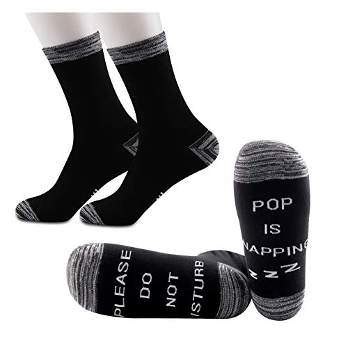 JXGZSO 2 Pairs Grandpa Napping Socks Papa Gift Please Do Not Disturb Pop Is Napping Socks Father's Day Gift
