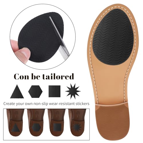 Image of Kifmurase 6 Pcs Black Non-Slip Shoe Pads, Thickened Non-Skid Rubber Protector on Bottom of Shoes for Heel, Noise Reduction Shoe Cushion Self-Adhesive Anti-Slip Sole Sticker for Women Men Leather Shoes
