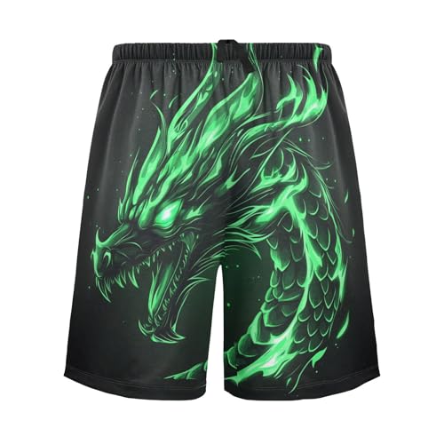 Angry Green Dragon Pajama Shorts for Mens Pjs Bottoms Sleep Shorts Lounge Wear Pants with Pocket