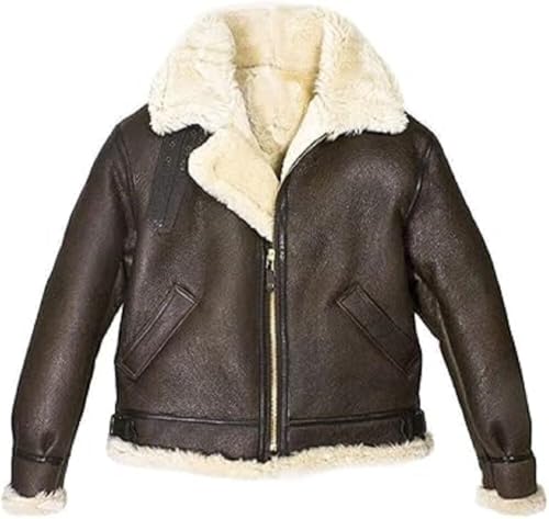 RE4 Remake Leon B3 Bomber Faux Fur Shearling Aviator Leather Jacket2