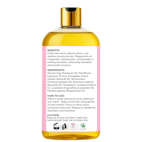 Image of AROMATICO Lavender Mint Massage Oil. Seductive, Sensual Oil for Date Nights -300ml. Intimate, Romantic Massage Oil for Couples. Non-sticky Formula, Natural Ingredients