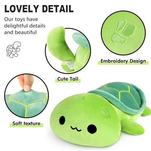 shownicer Plüschtier Schildkröte Kuscheltier Stofftier Kawaii Schildkröte Plüsch Kissen Spielzeug Wurfkissen Schmusetier Geschenk für Kinder Mädchen 12+ Jahre (Grün, 30cm)