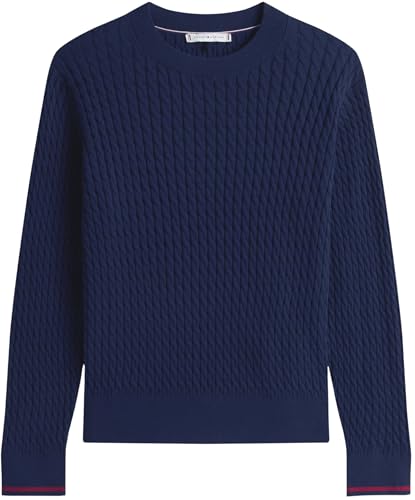 Tommy Hilfiger Damen Pullover Cable Fine Zopfstrick, Blau (Dark Night Navy Gs Tipping), XXXL – Ansicht 5