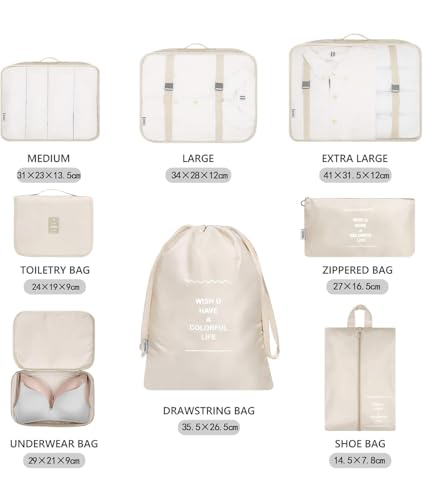 Organiseur d'emballages de voyage imperméable à double zip lot de 8 - 3