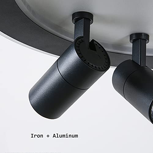 Plafonnier LED rond à gradation continue avec 2 spots pour éclairage intérieur moderne
