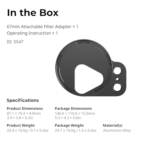 Image of SmallRig Brand FilMov Attachable Filter Adapter for iPhone 17 Pro (67mm) 5547