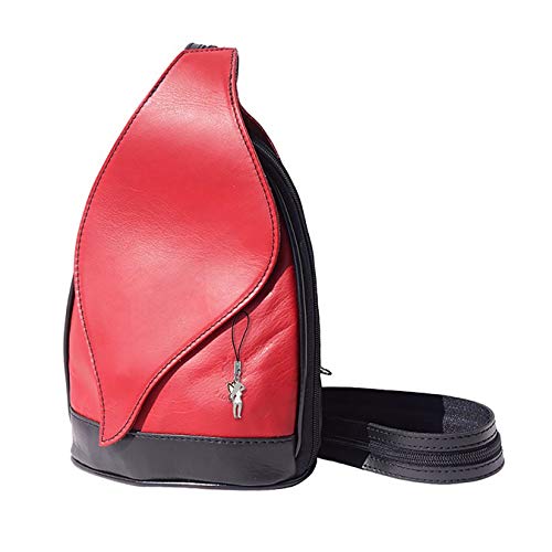 Florence OTF602R: Mochila de piel para mujer  color rojo y negro