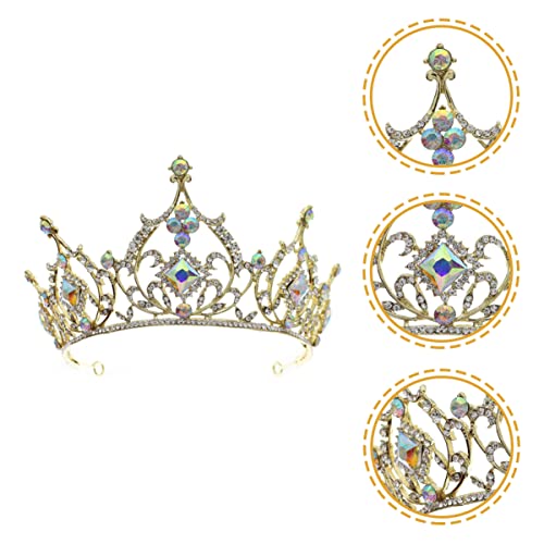 Tiara de oro estilo barroco y diademas de metal elegantes para mujer para fiestas 3
