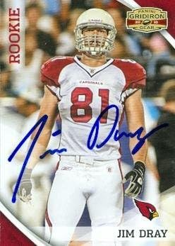 Sports Memorabilia Jim Dray Autographed Football Card (Arizona Cardinals) 2010 Panini Gridiron No.203 Rookie