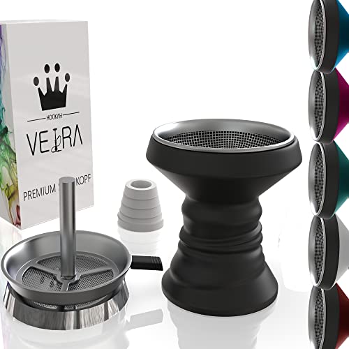 VEIRA Shisha Steinkopf Set Premium | Shisha Zubehör inkl. Kaminaufsatz, Dichtung und Tabaksieb | Shisha Kopf Set aus Stein für optimales Hitzemanagement | Phunnel für Wasserpfeife Stein ver. Farben Cover