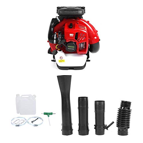 ASDFGHT 2 Stroke Petrol Backpack Leaf Blower - Powerful 75.6CC Air Cooled Engine With Improved Padded Support StrapsUsing - Safety Gear (Color : Red)