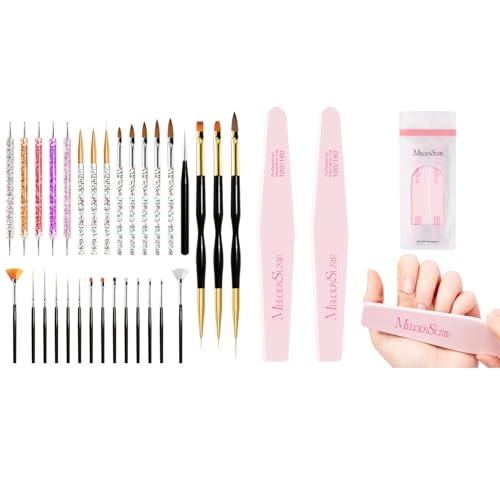 Set de 31 pinceles para uñas y 2 limas doble cara miniatura 1