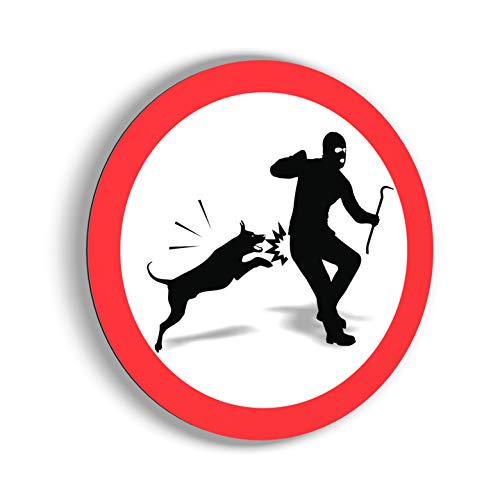 imaggge.COM Panneau Attention Chien - Voleur - Rond 15 cm - Ultra résistant - Aluminium (Pas PVC)...