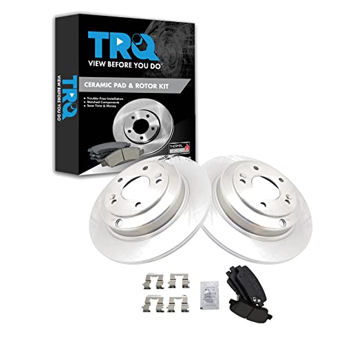 Image of TRQ Rear Brake Pad and Rotor Set Ceramic Compatible with 2010-2014 Hyundai Genesis Coupe