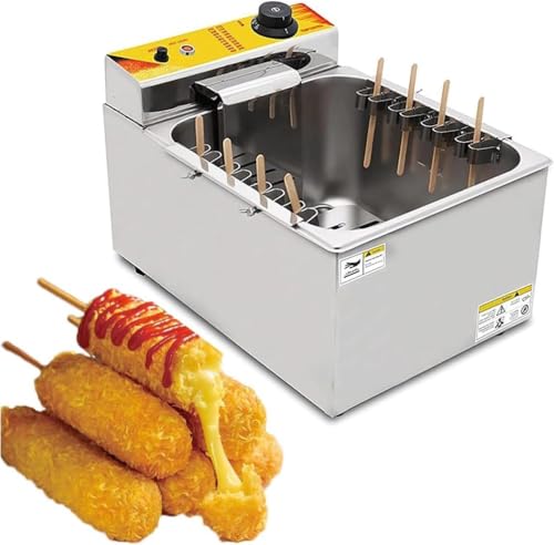 FHRKA Freidora Comercial para Salchichas de maíz, 12 L, Gran Capacidad, con 12 Ganchos, eléctrica.