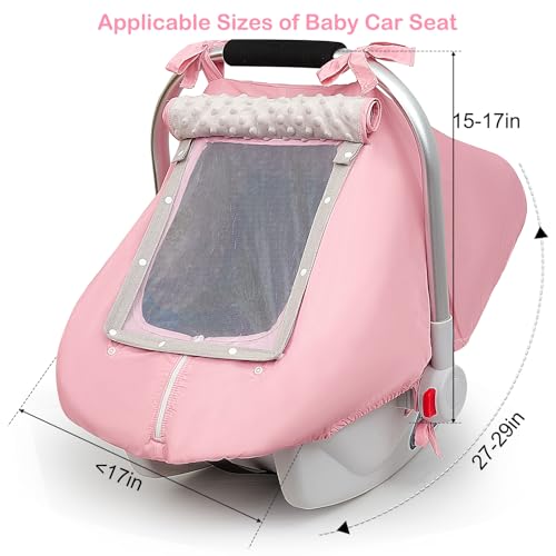 Image of Unicorn Castle Baby Car Seat Cover Infant Car Seat Covers for Babies Breathable Car Seat Canopy Mesh Window Carseat Cover for Four Seasons Newborn