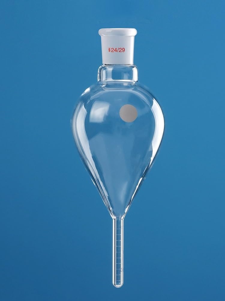 RHTAKPGEZ Laboratory Pear Shaped Bottle - High Borosilicate Glass, 25-250mL Capacity, Precision 0.1, Durable and Heat Resistant(100mL【24/29】)