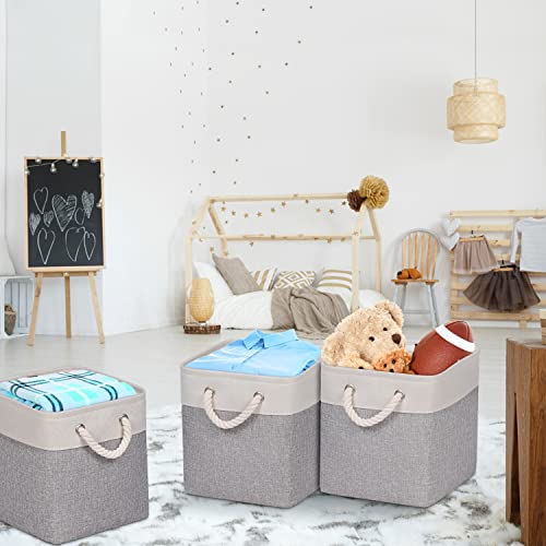 KEEGH Fabric Cube Storage Bins 10.5x10.5 Foldable Storage Bins Small Cube Organizer Baskets for Closet Shelf Office Organizing,Sturdy Storage Box with Handles Grey