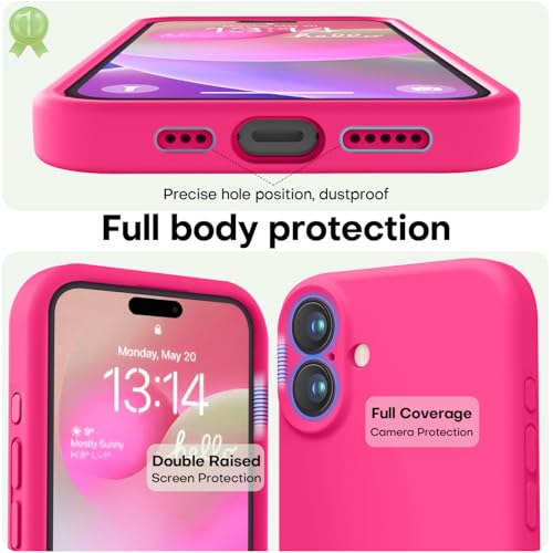 Image of LOVE 3000 Designed for iPhone 16 Case, Premium Silicone with [Soft Anti-Scratch Microfiber Lining] Shockproof Protective Phone Case for Men Women Girls 6.1 inch, Hot Pink