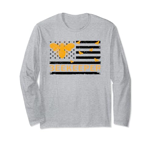 Honey Bee Bumblebee Amante Bandiera degli Stati Uniti Regalo Apicoltore Uomini Donne Maglia a Manica