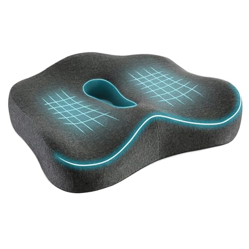 Souvik Cojín para Coxis, Cojín de Asiento de Espuma Viscoelástica, Cojín Ergonómico con Diseño de Orificios, Soporte Suave para Asiento, Cómodo Cojín Lumbar para Asiento de Coche, Sofá, Oficina