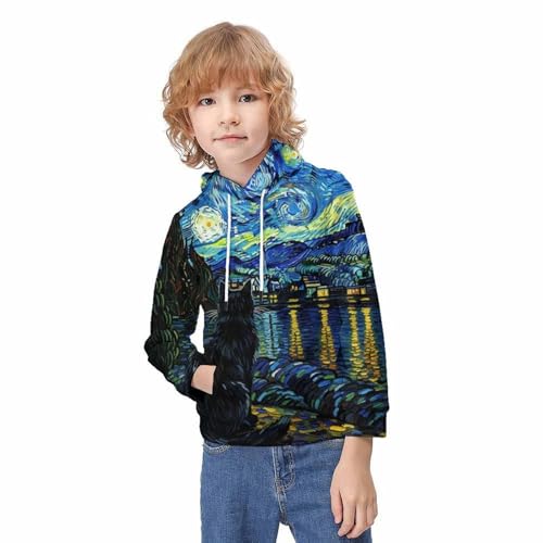 Sweat à capuche enfant chat 3D confortable taille 9-11 ans