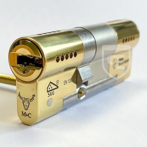 Cilindro M&C Condor 32x52 Latón Bombín de Alta Seguridad Doble Embrague Leva Larga Bombillo Anti Topolino, Cerradura, SKG***