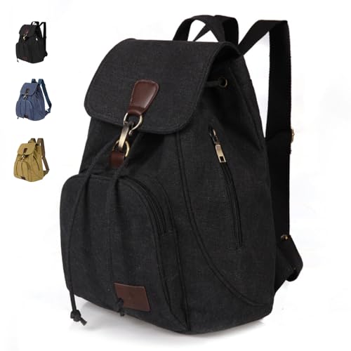 ModaZeal Sac à dos en toile pour homme et femme, sac à dos unisexe, sac d'école, sac de voyage décontracté, sac à dos pour ordinateur portable, Noir, 34 x 15 x 30 cm