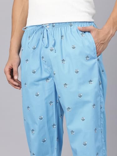 Image of Majestic Man Men's Printed Pure Cotton Lounge Pyjama | Comfort Fit | Elastic Waist with Drawstring | 3 Pockets | Button Closure