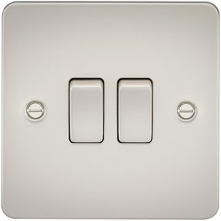 Knightsbridge FP3000PL 10 A 2G 2-Way Switch with Flat Plate, Pearl