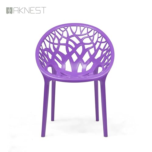 Image of Oaknest Neelkamal Crystal Plastic Chair - Stylish Tree-Design Backrest, Lightweight & Durable for Home, Garden & Patio (Colour: Voilet), Set of 2 Piece