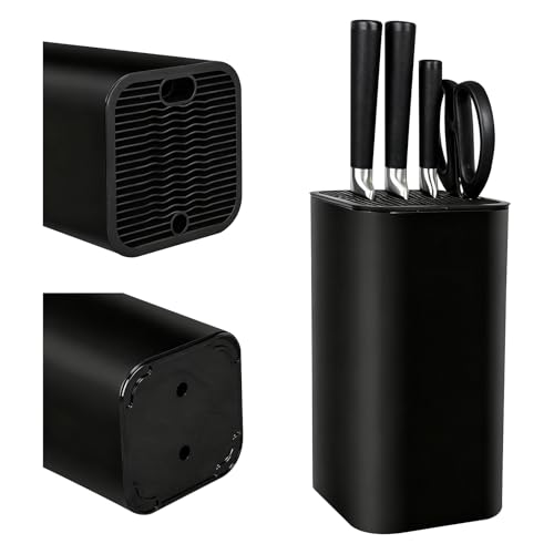 MFUSUL Messerblock Leer Schwarz, Messer Aufbewahrung Mit 21 Schlitzen und Abflussdesign, Multifunktionaler Messerhalter, Messerblock Ohne Messer für Küche & Arbeitsplatte