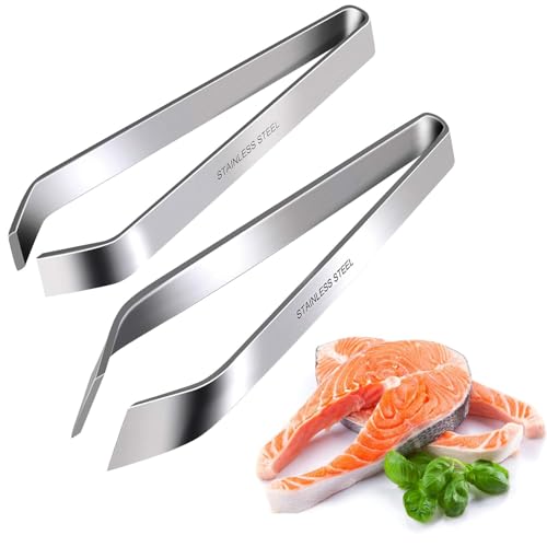 Pinzette da Cucina, Set di Pinze Piatte e Diagonali in Acciaio Inossidabile per Cucinare Alimenti e Styling, Adatte per Pesce, Pollo, Anatra, Maiale, Frutta