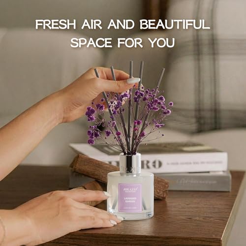 Image of Airkeep Reed Diffuser Set,3.38 fl oz (100 ml) - Lavender Garden Oil Diffusers with 8 Reed Sticks, Home Fragrance Reed Diffuser for Bathroom Shelf Decor